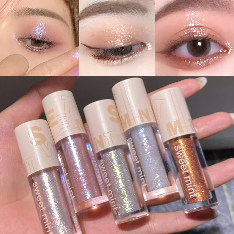 

Glitter Shiny Liquid Eyeshadow Metallic Diamond Eye Shadow Pigmented Korean Makeup Highlighter Bronzer Palette Cosmetics