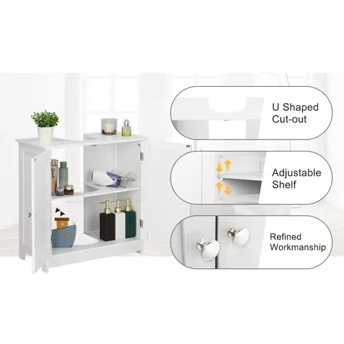 Under Sink Storage Vanity with Bathroom Cabinet Space, anity Cabinet with Double Doors and Storage Shelves