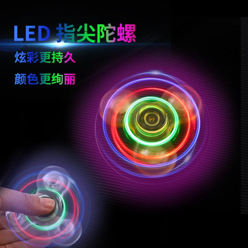 Luminous LED light Fidget Spinner Hand Top Spinners Glow in Dark Light EDC Figet Spiner Finger Stress Relief Toys