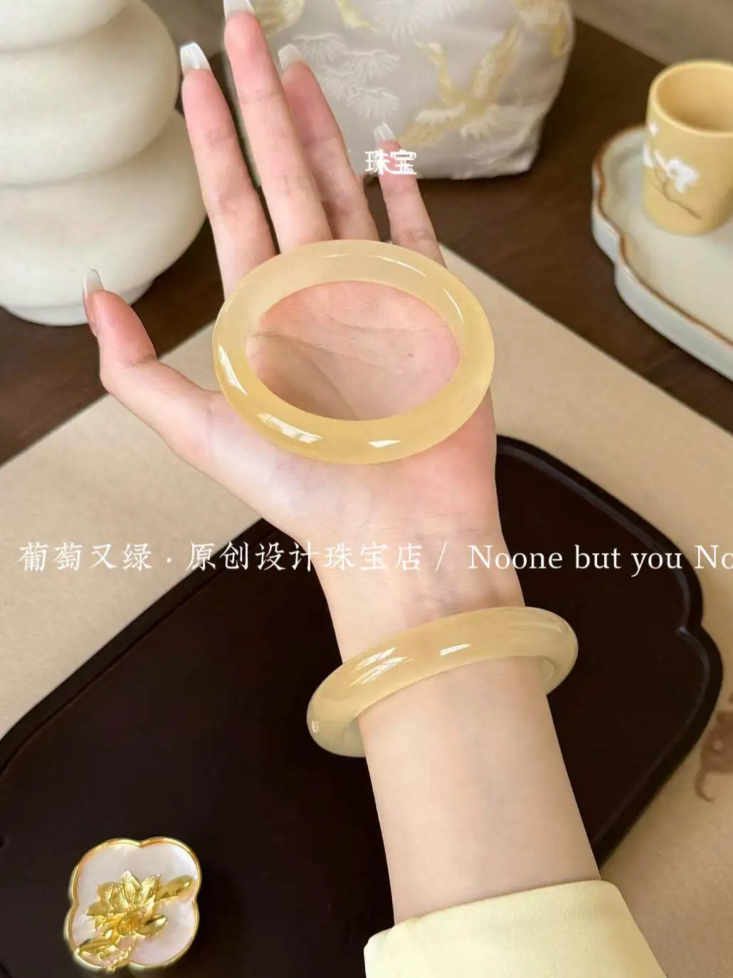 

Браслет из натурального агата цвета шампань для женщин, высококачественный, в новом китайском стиле, из халцедона.