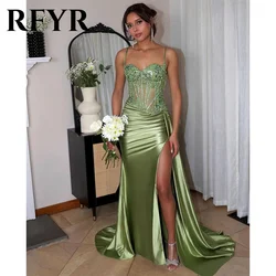 RFYR Mint Green Soft Stain Evening Dress Appliques Lace Charming Prom Dress Sweetheart Party Dress vestidos de noche Customized