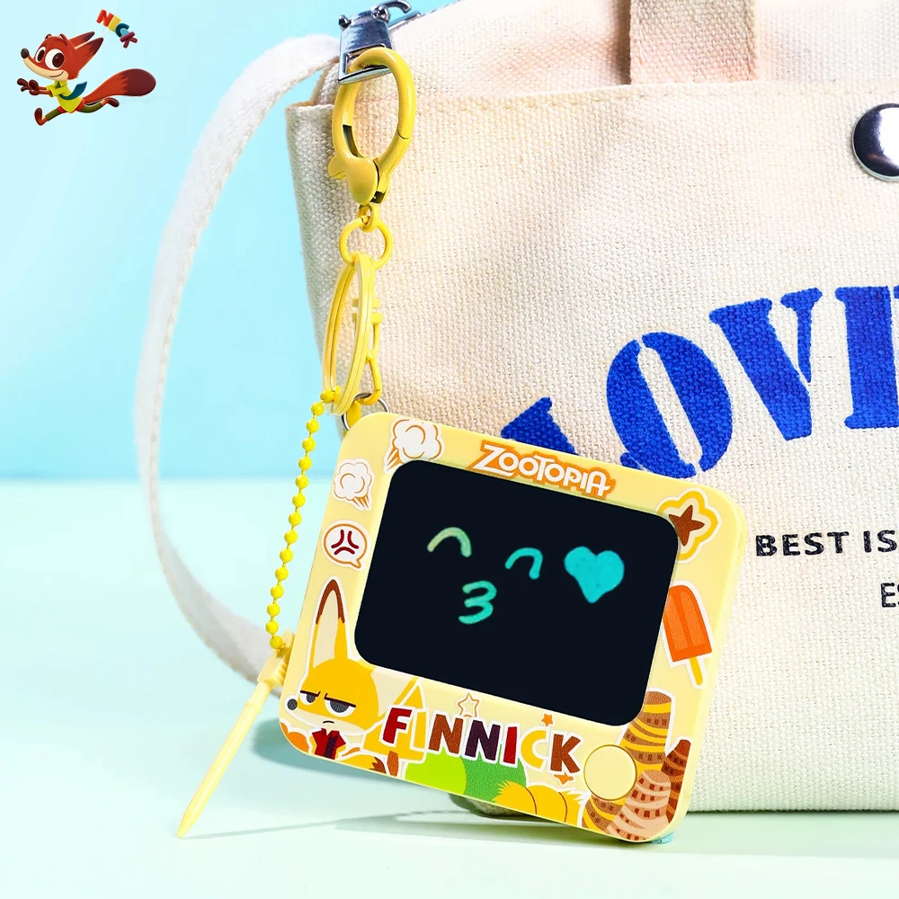 

Genuine Zootopia Doodle Drawing Board Keychain Disney Portable Hand Colorful Painted Board One-click Clearing Girls Toys Gifts