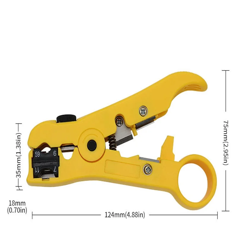 Obcinak do kabli automatyczne szczypce do ściągania izolacji uniwersalny ściągacz do kabli koncentrycznych narzędzia do zaciskania z kluczem