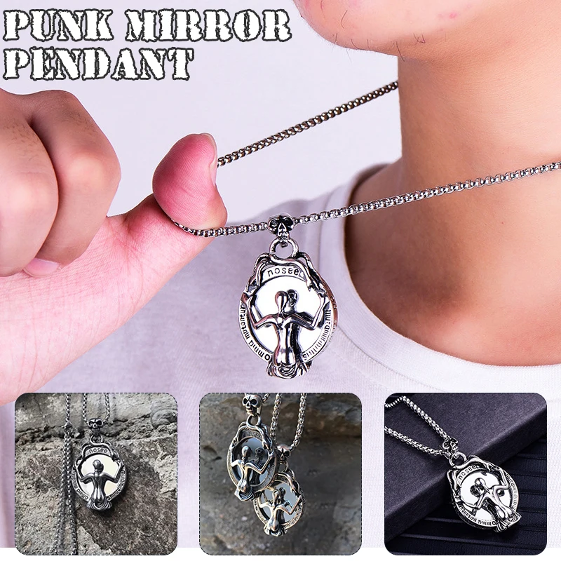 

The Truth In The Mirror Necklace Stainless Steel Neck Chain Skeleton Pendant Jewelry Gift Men Women Fashion Delicate Necklace