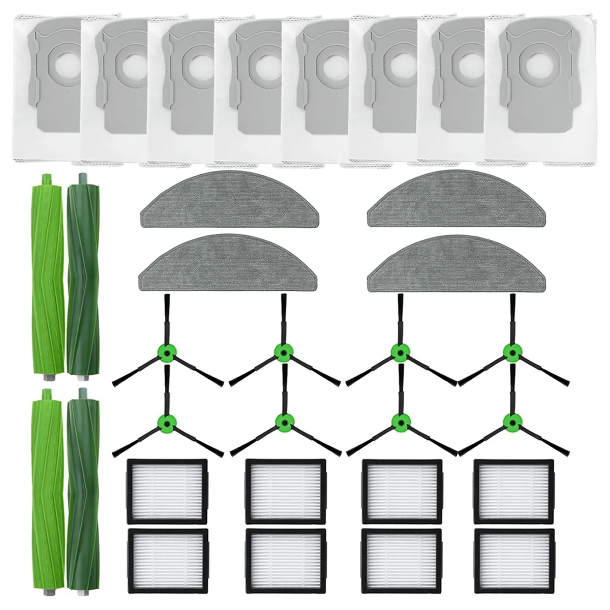 32 peças para irobot roomba combo série i3 + i5 i5 + j5 j5 + aspirador de pó rolo escova filtros escova lateral saco de pó mop almofada