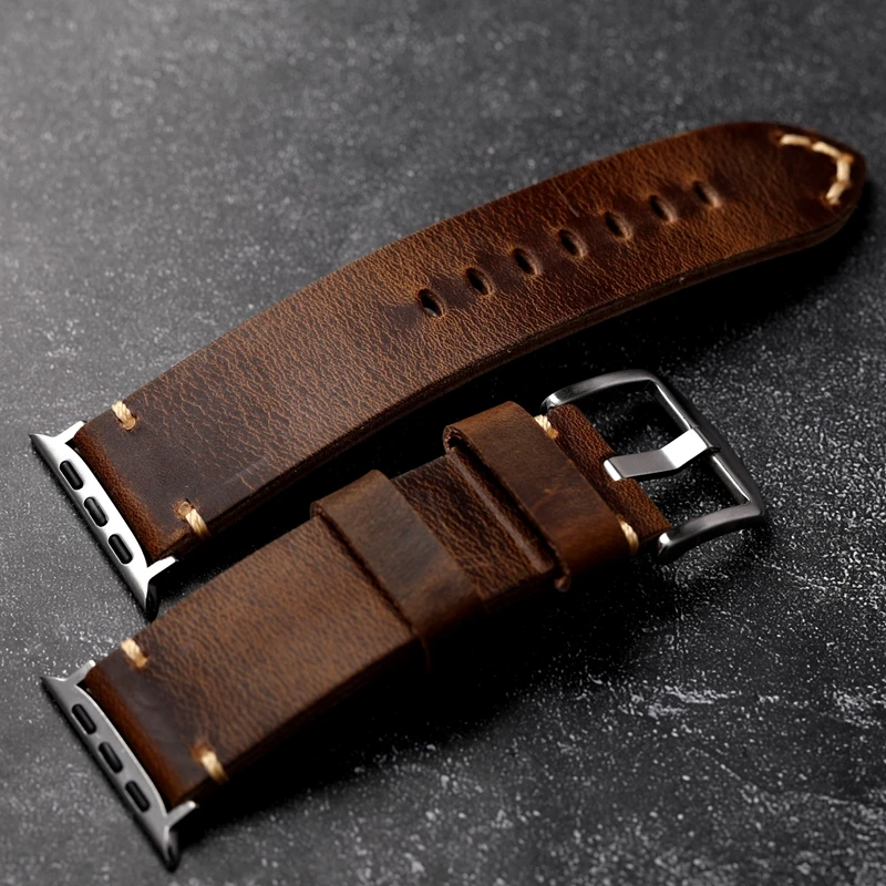 High-end Italian Genuine Leather Strap, Handmade Fit iWatch Apple Watch Ultra2 S9 49mm 45mm 44mm Genuine Leather Bracelet