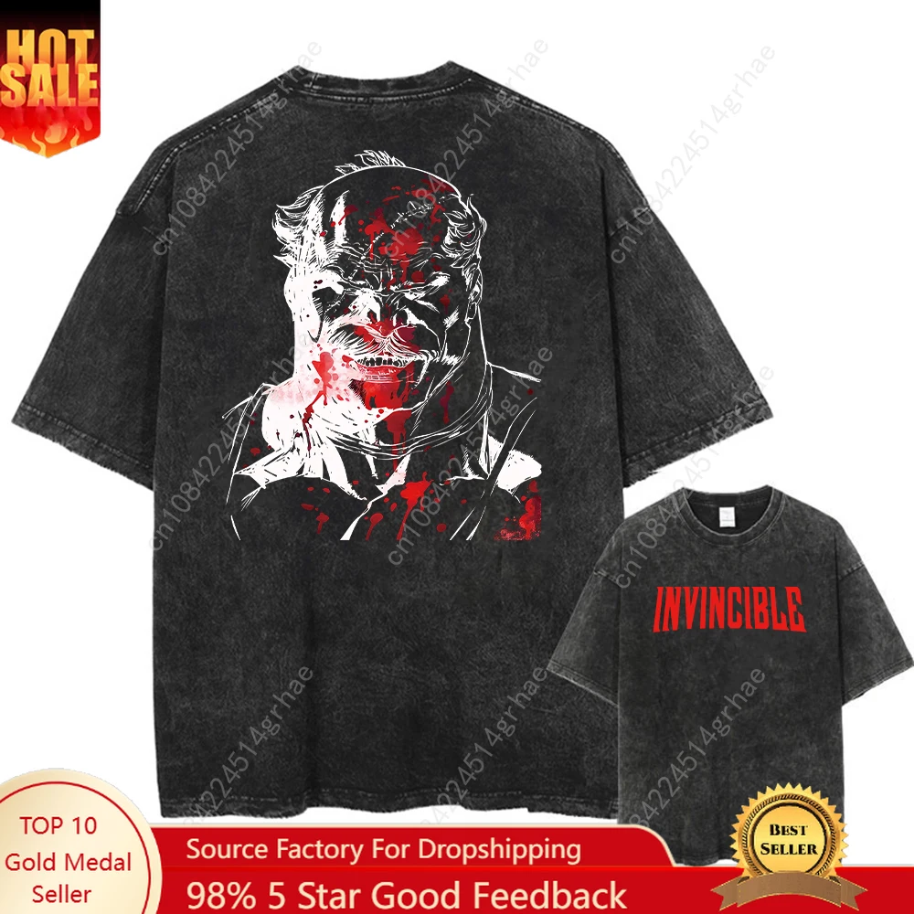 

Anime Invincible Printed 100% Cotton Men's Summer New Style Pure Cotton Crew Neck Slim Short-sleeve T-shirt Plus Size