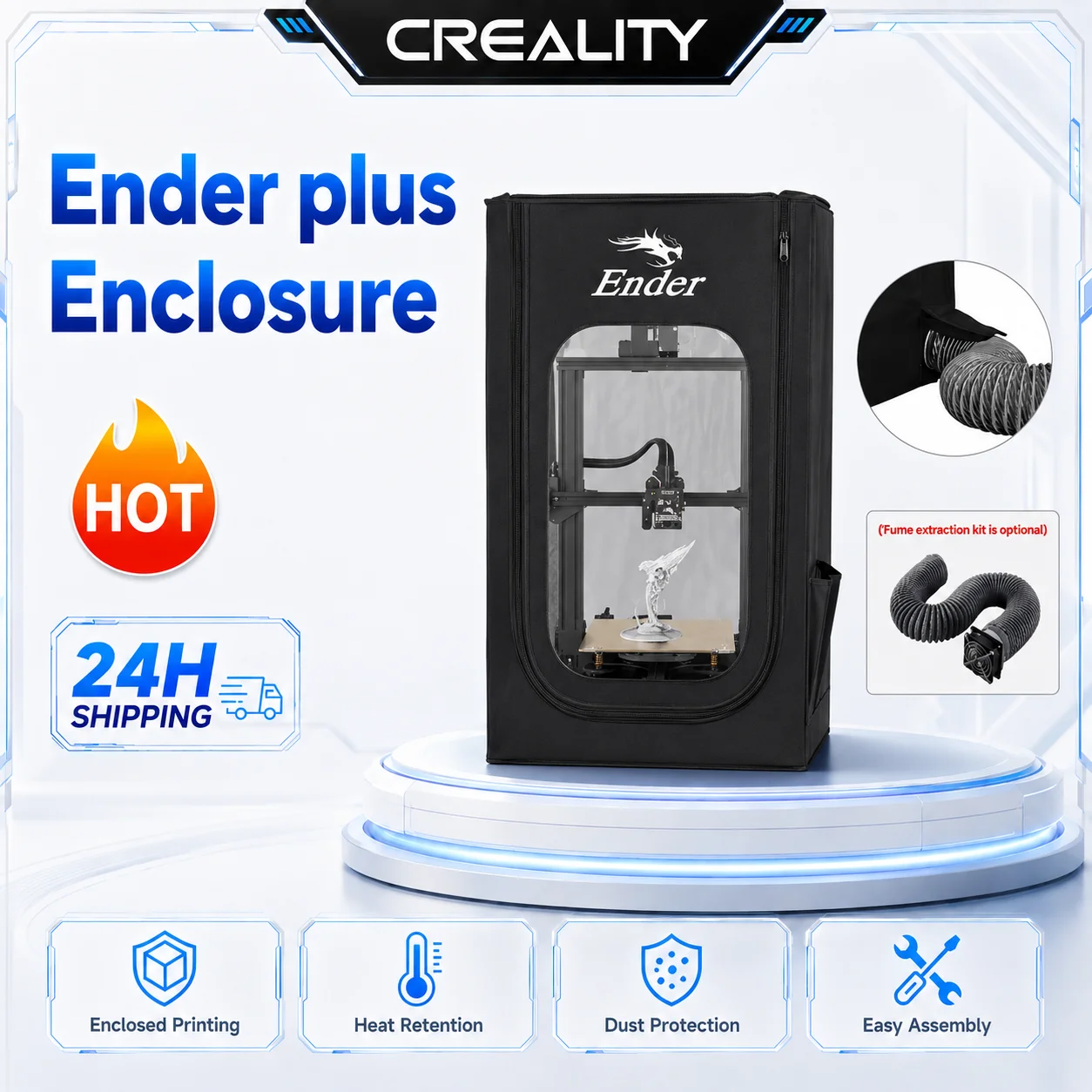 Creality  3d Printer Accessories Fire Retardant Ender Plus 3d Printer Enclosure With Exhaust Fan Interface 750x650x550mm