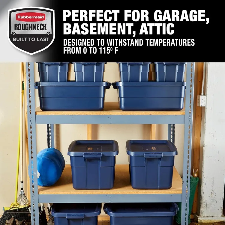 Roughnecks Variety Pack Storage Totes, duráveis recipientes empilháveis, ótimo para armazenamento na garagem, caixas móveis e mais