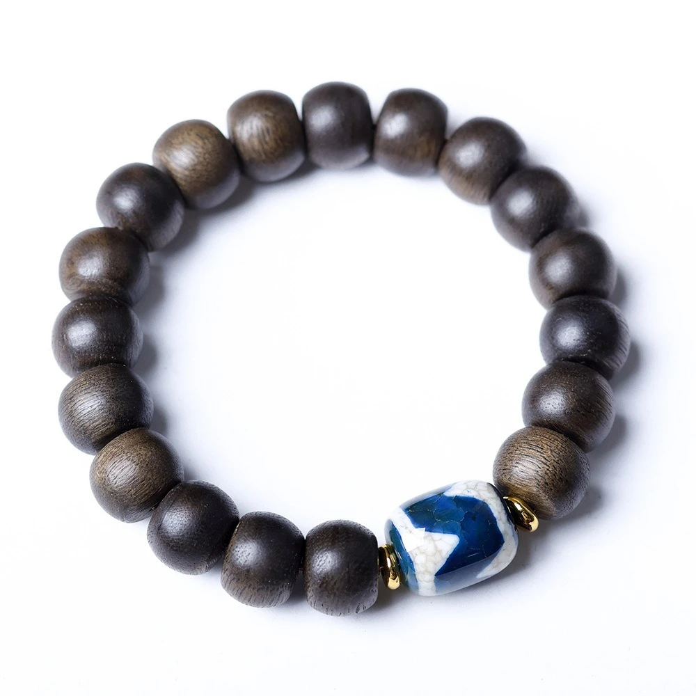 جديد الأبيض العود طبل حبة سوار الأصلي الأزرق ملون النمر الأسنان Tianzu حبة النمط الصيني تحصيل سوار