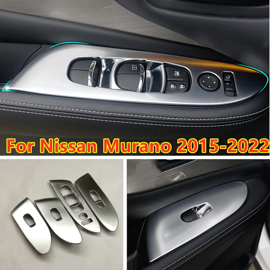 4Pcs Interior Door Armrest Window Switch Cover Trim For 2015-2022 Nissan Murano