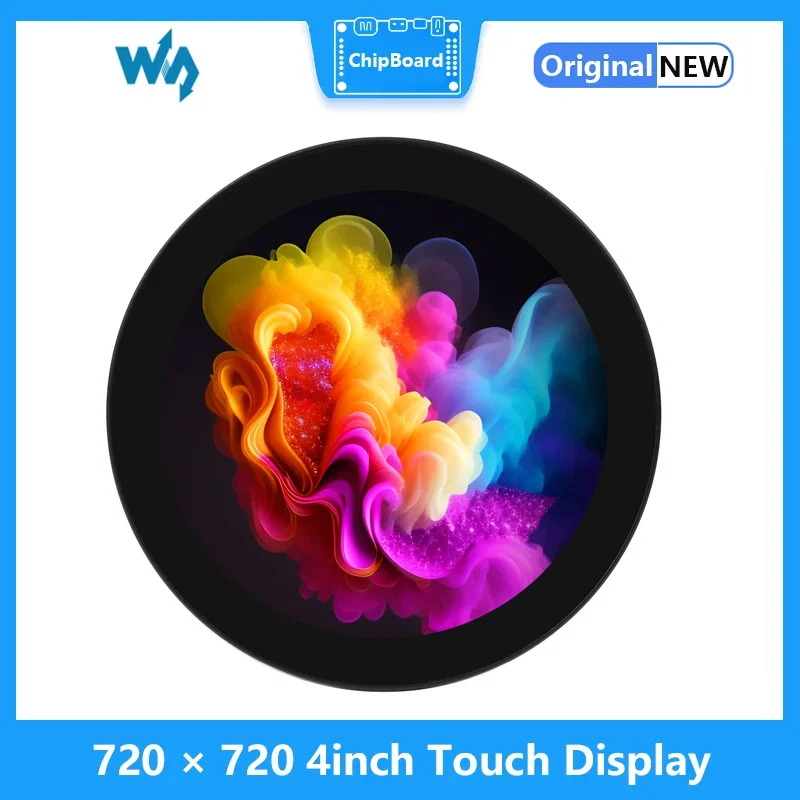 Waveshare 720 × 720 4 inch DSI Round Touch Display, IPS, 10-Point Touch, Supports Pi 4B/3B+/3A+, CM3/3+/4