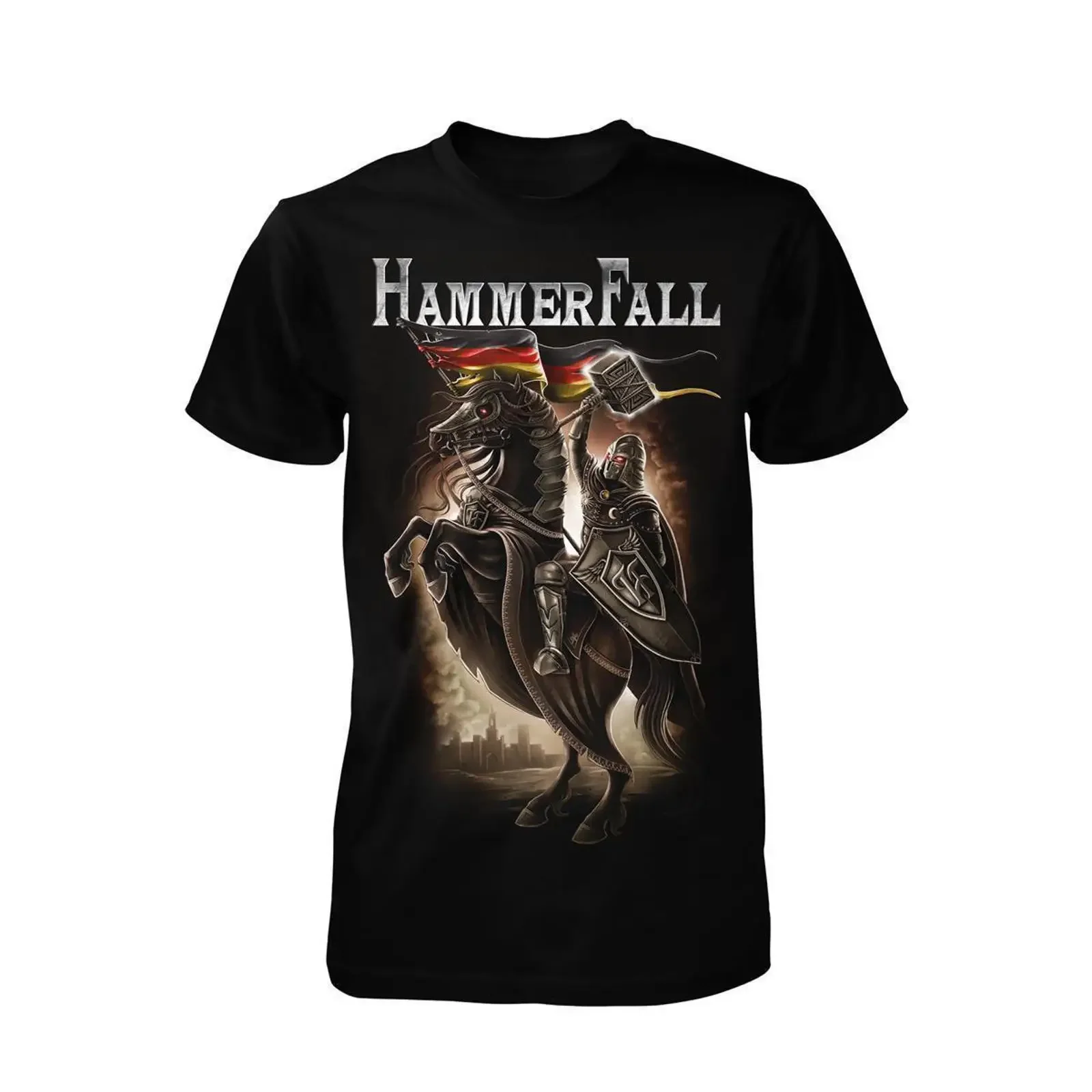 Hammerfall Hector On Horse T Shirt Gr L Official Band Merch vintage Washed Breathable Versatile Slightly Soft Stretched Stylish