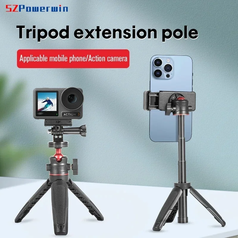 Handheld Tripod Mini Selfie Stick Extendable Monopod For DJI Osmo Action 4 3/Pocket 3 2/Insta360 X3 X4/Gopro Camera Accessories