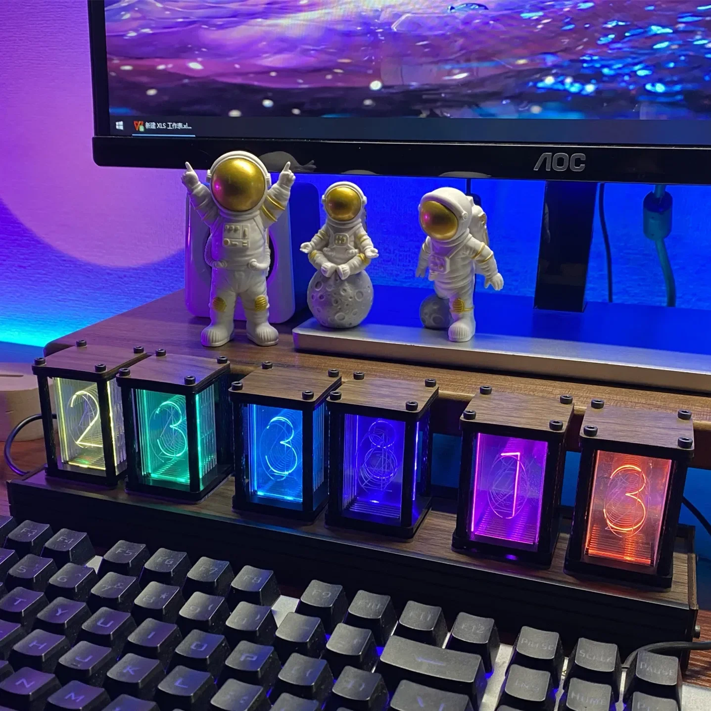 Relógios de mesa de madeira led digital nixie brilho tubo relógio de mesa vintage luxo eletrônico decoração para casa display criativo relógio digital