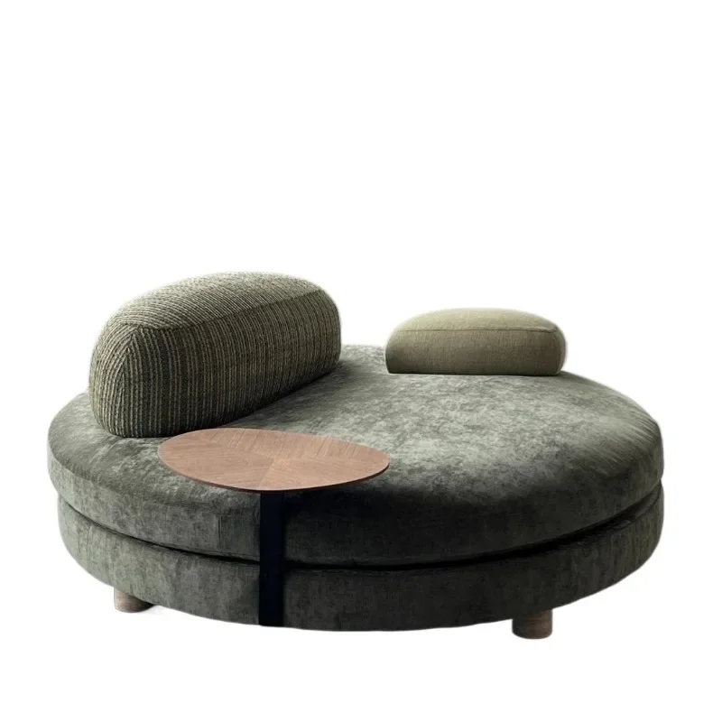 Italian minimalist curved pebble fabric sofa, small apartment living room modern simple light luxury cream style sofa