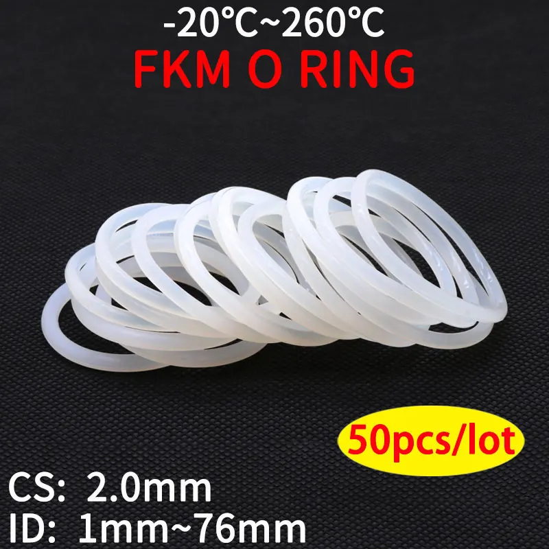 50pcs White Silicone Ring Gasket CS 2mm OD 5 ~ 80mm Food Grade Waterproof Washer Rubber silicone gasket o-ring rubber ring