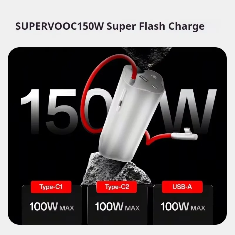 OnePlus SUPERVOOC 150W Power Bank 20000mAh Ad alta capacità Ricarica rapida Power Bank Cavi integrati Caricatore portatile Originale