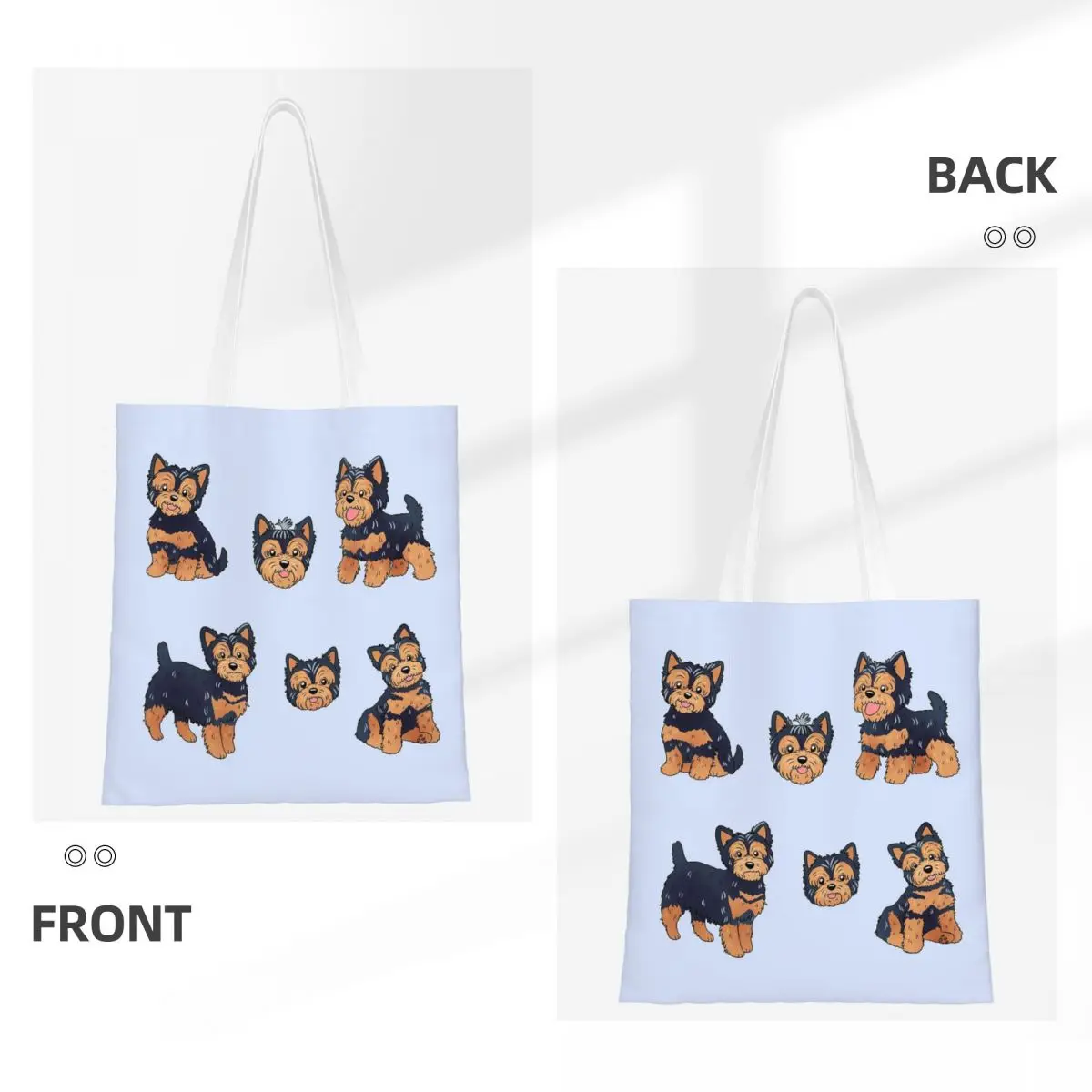 Cute Yorkshire Terrier Dog Shopping Bags Women Canvas The Tote Bag Reusable Girls Shoulder Tote Travel Handbag