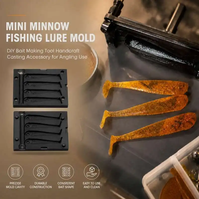 Mini Minnow Fishing Bait Mold, DIY Hand-pouring Lure Making Tool for Fishing