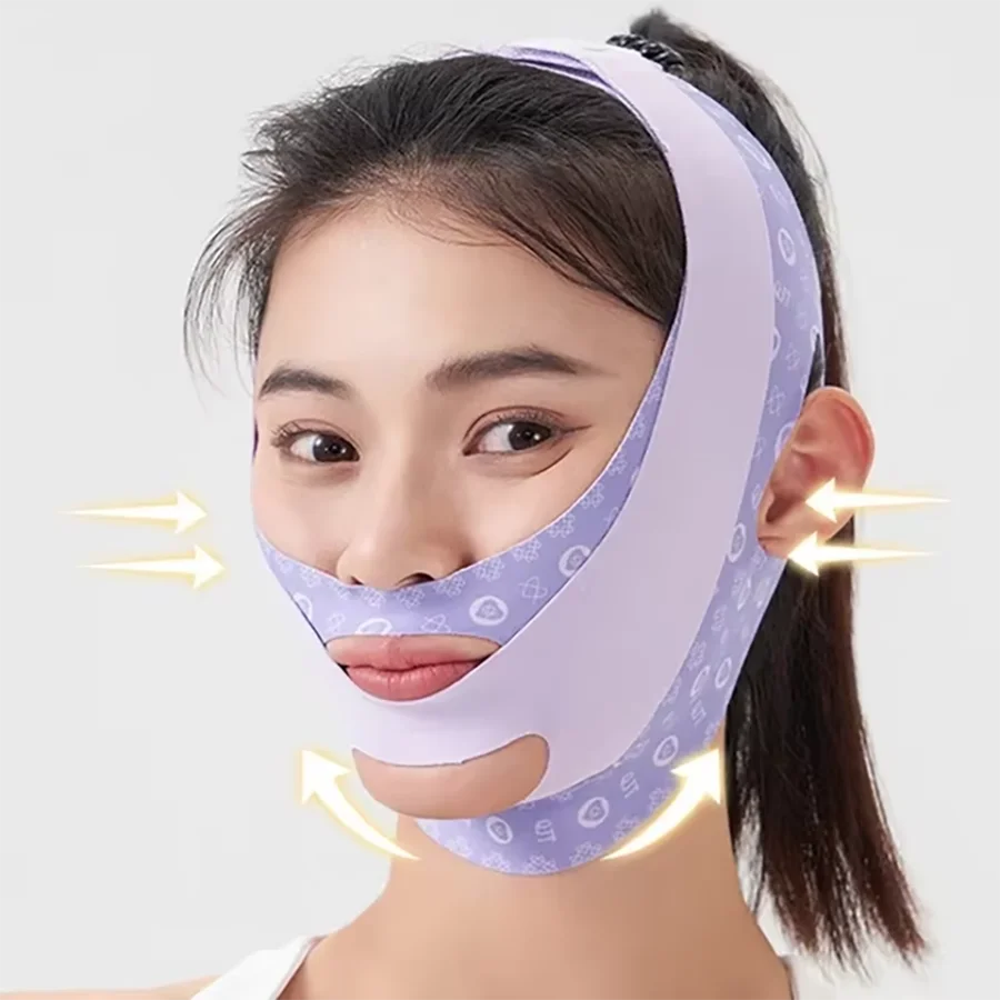 قابل للتعديل الخامس الوجه ضمادة رفع حزام تقليل الذقن المزدوجة الوجه النحت قناع النوم أداة العناية ببشرة الوجه أشرطة رفع الوجه #4