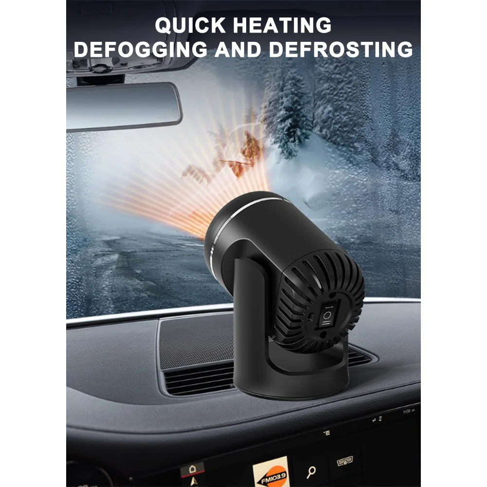 12 Volt Car Heater 2 in 1 Defroster and Cooling Function Heat Up 3 Seconds 360 Degree Rotation for Vehicle Interior