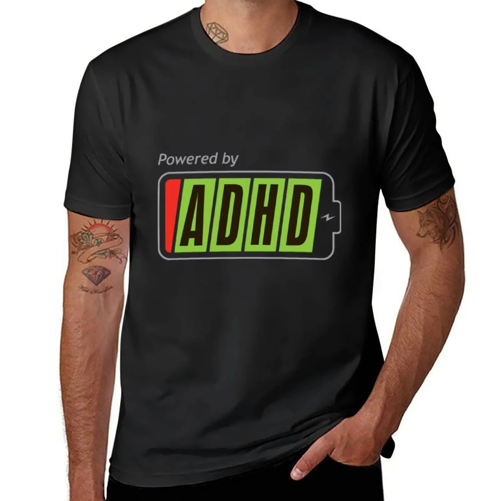 

New Powered By ADHD T-Shirt kawaii clothes cute clothes sports fan t-shirts mens vintage t shirts