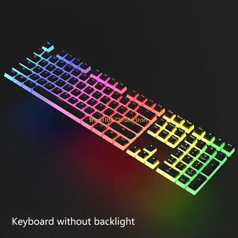 K0EA Keycap Gaming Keycap PBT Tahan Lama untuk Keyboard Mekanis Cherry Mx Switch 104 Tombol/Set Set Kunci Lampu Latar Puding