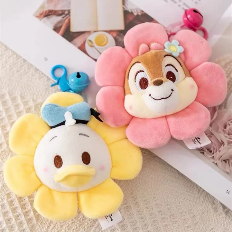 Kawaii Disney Lotso Pooh Bear Donald Duck Plush 11cm Keychain Pendant Cartoon Plush Flower Doll Decoration Pendant Birthday Gift