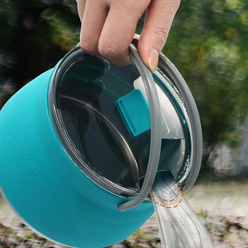 

Heat Resistant Silicone Camping Kettle Portable Outdoor Folding Pot Picnic Cookware Compact Stir Fry Water Boiling Utensil
