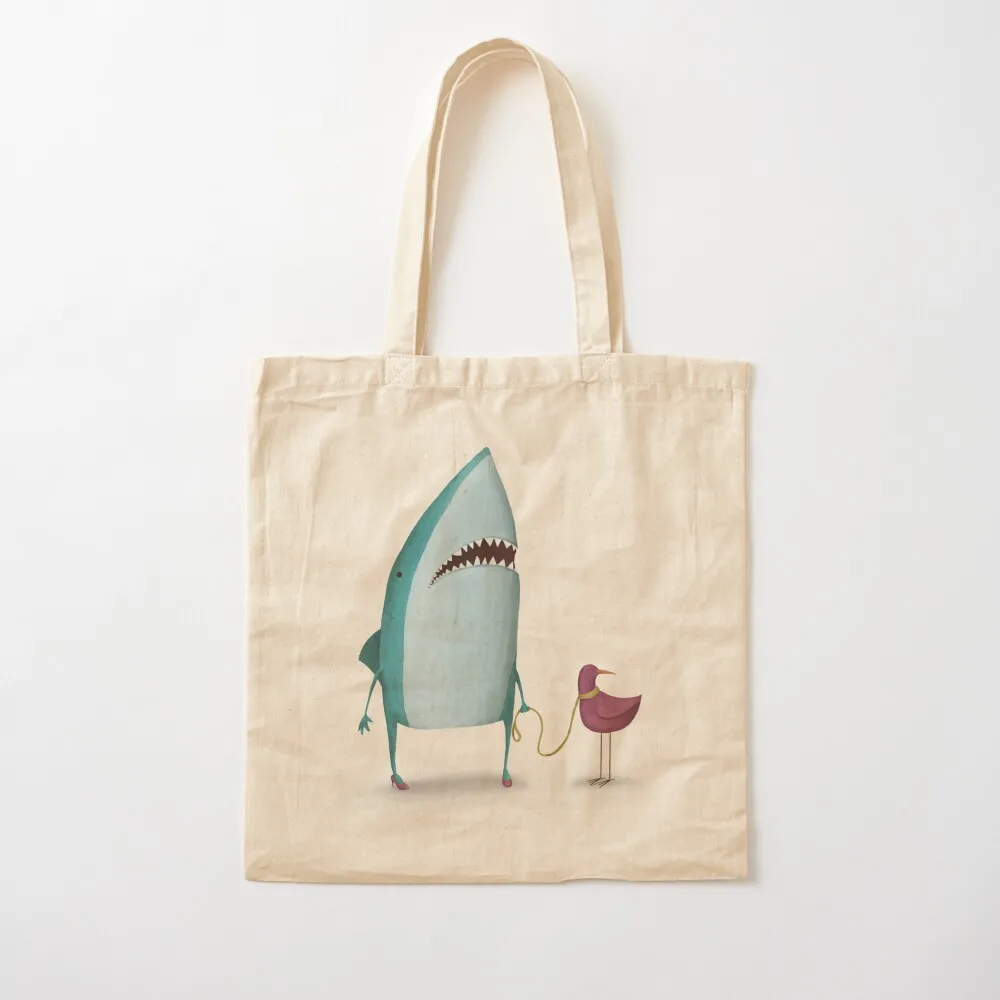 

Shark and bird friend Tote Bag sacs de shopping handbag Women's shopper Candy bags Canvas Tote Bag