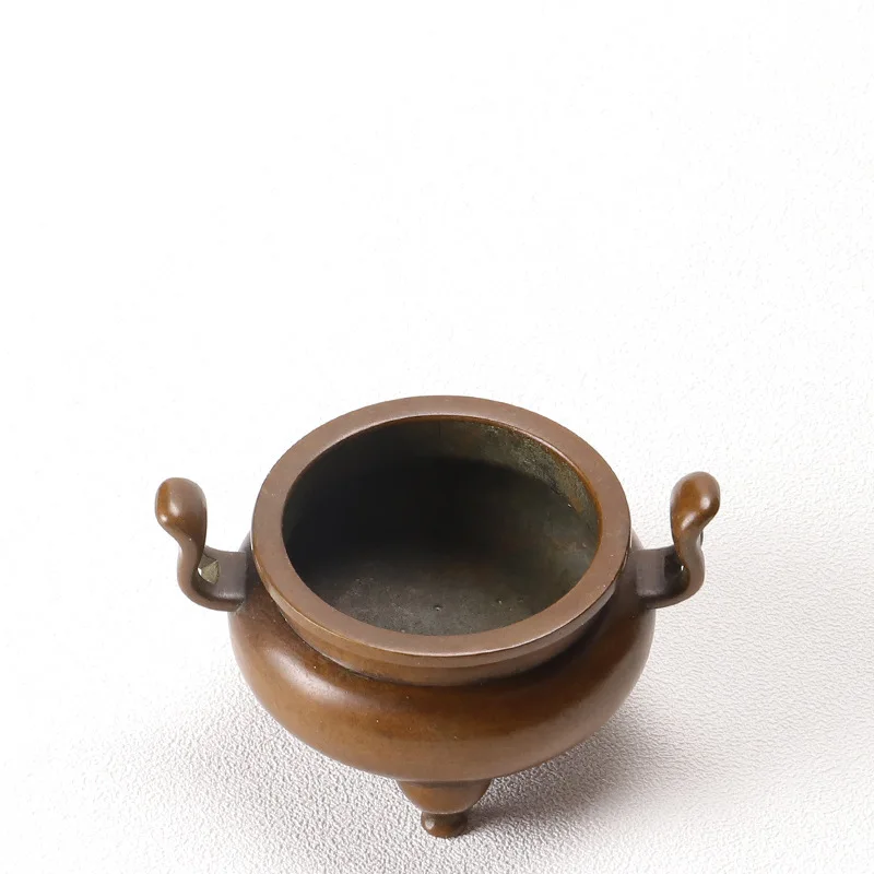 Qing Songtang Su  Copper Furnace Master Hu Qingsong E Incense Burner Sandalwood Horseshoe Foot Facing Crown Ear