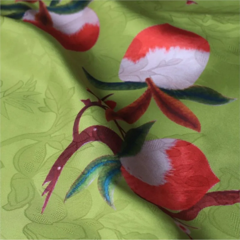 Silk-like artificial cotton satin fragrant digital printed silk fabric dress