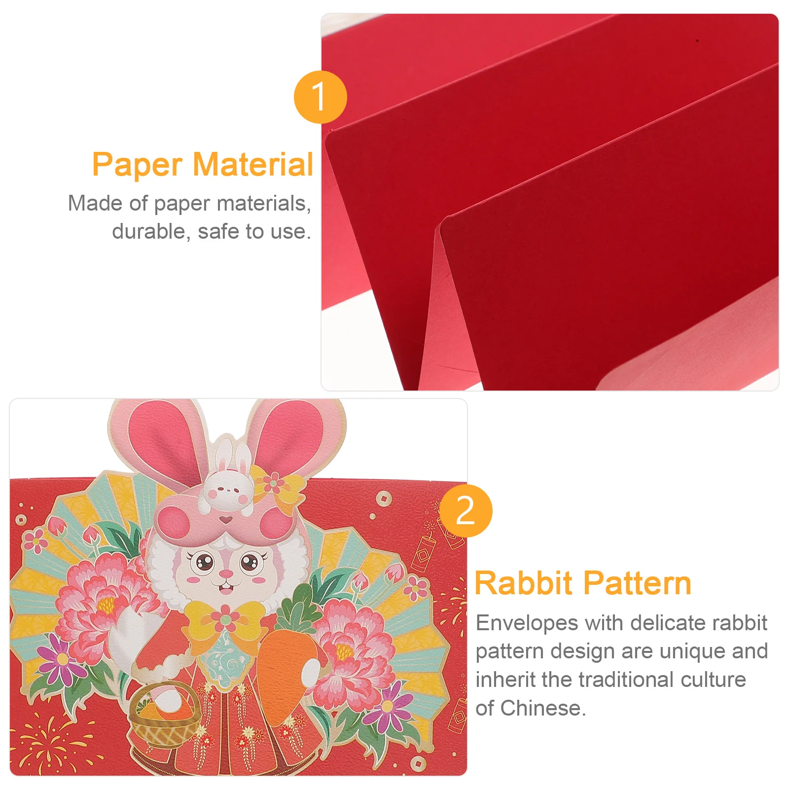 

4 Pcs Decorate Red Envelope Bag Year of The Rabbit Paper Lunar New Packets