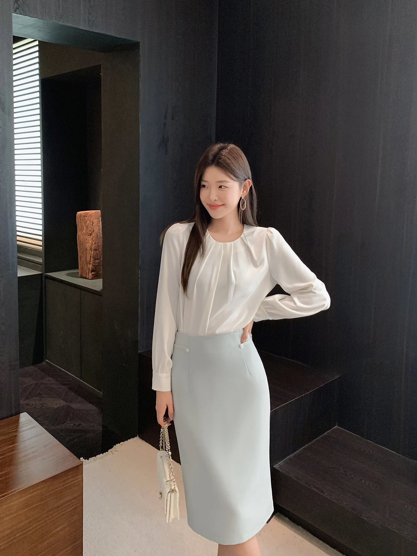 

Ms.Daoge Lady Commute Sle Satin Long Sve V-Ne irt Women's Design Sensation irt Breathable Skin-Friendly