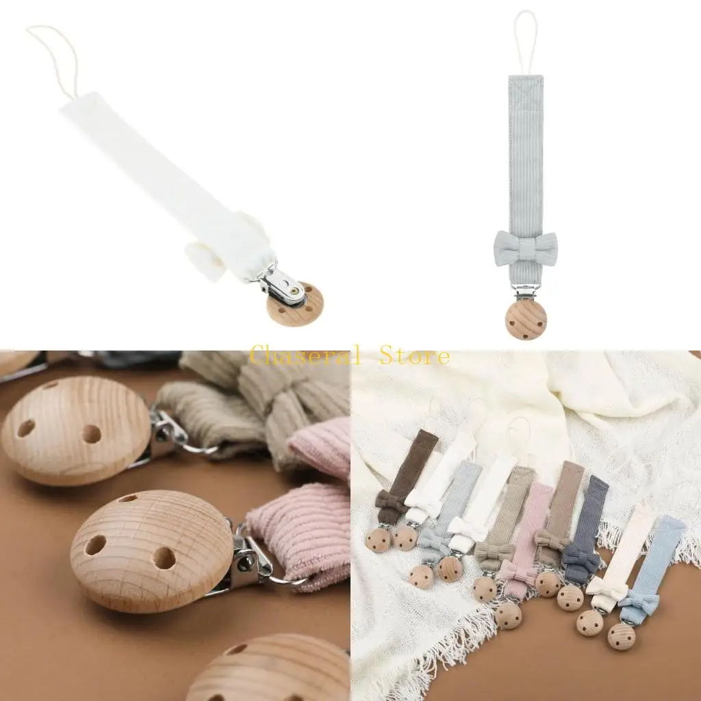 E7CE Nipple Clip Baby Pacifier Leash with Bow Soother Chain Securely Fasten Nipple
