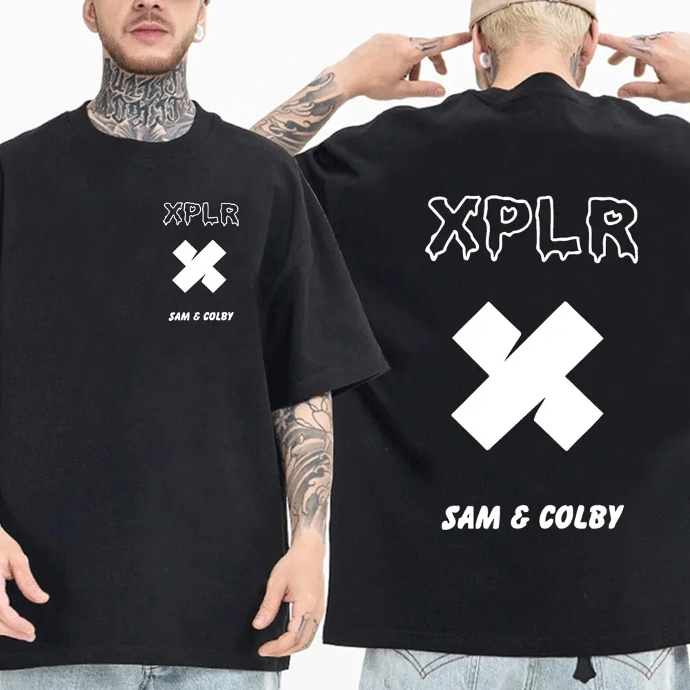 Xplr Shirts Sam and Colby Chainlink Merch Heart Shaped Print T-Shirts Men Women Short Sleeve