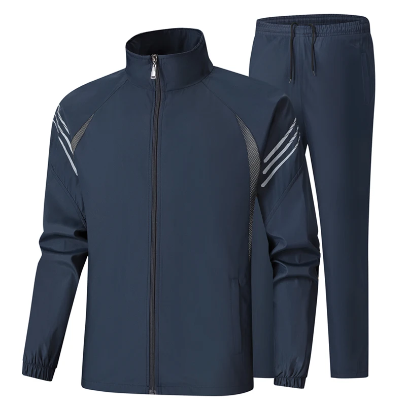 Long Sleeve Sports Suit For Men Spring Casual Athletic Gym Joggers Running Tracksuits Middle-aged Father's Autumn Two-Piece Sets