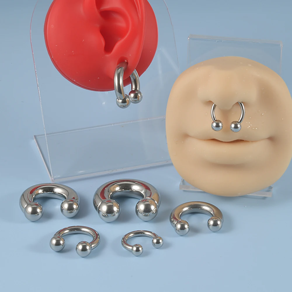 Aro de herradura de acero quirúrgico 316L, 1 unidad, tabique nasal, oreja, Piercing labial, Shped, hilo interno, colgador de peso para oreja, joyería reforzada