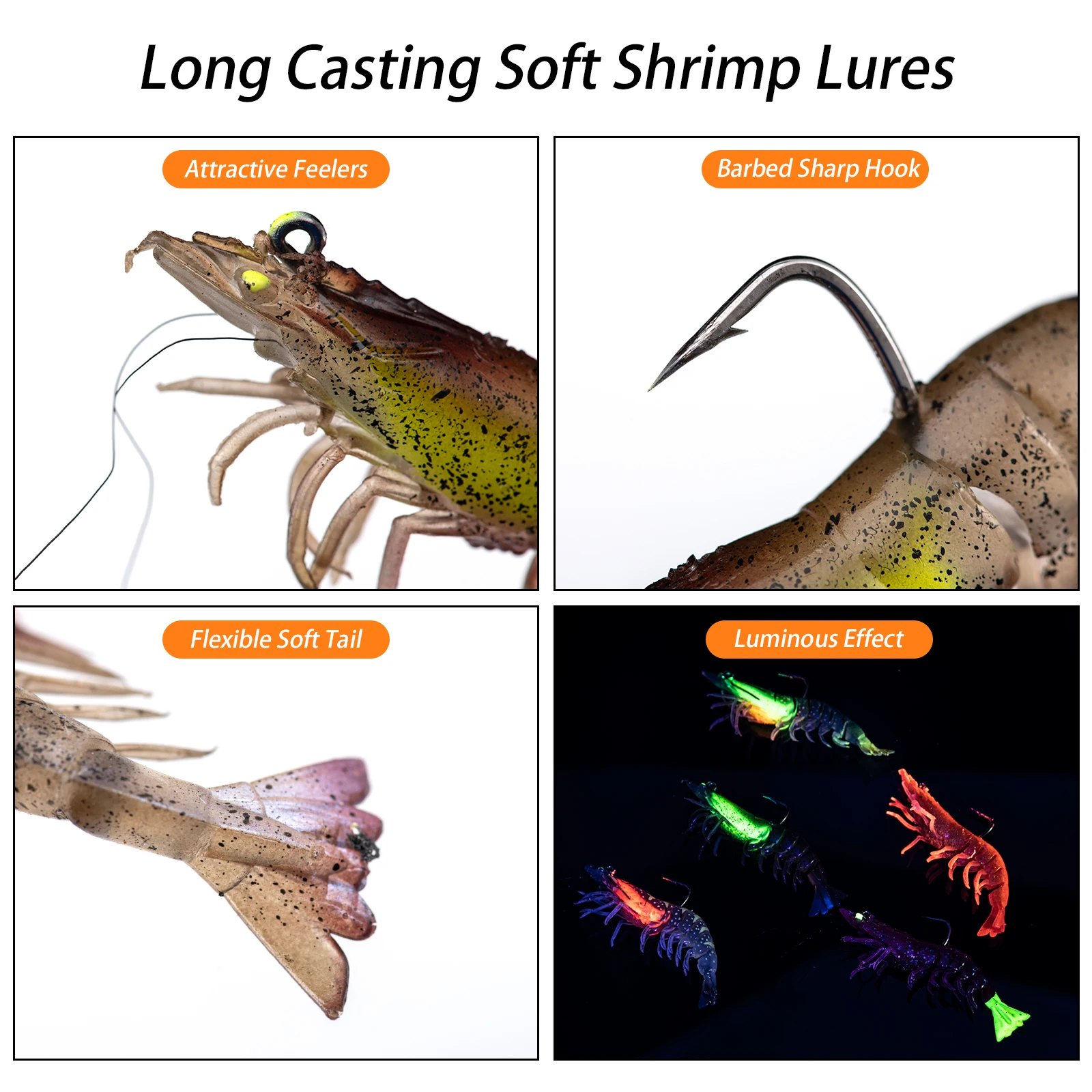 Goture Luminous Head Jigs Soft Shrimp Fishing Bait 9cm 12g Swimbait Wobbler With Sharp Hook For Fishing Tackle Lure