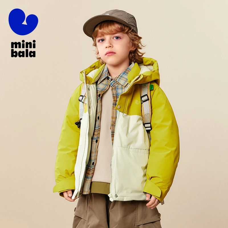 

Mini Bala Kids Down Jacket 2025 Winter New Hooded Windproof Waterproof Warm Coat