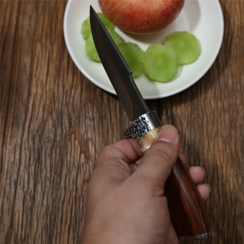 Paring Fruit Knife Utility Chef Slicing Bread Knife Mongolian Knife Wood Handle Grilled Knife Barbecue Picnic Meat Knife