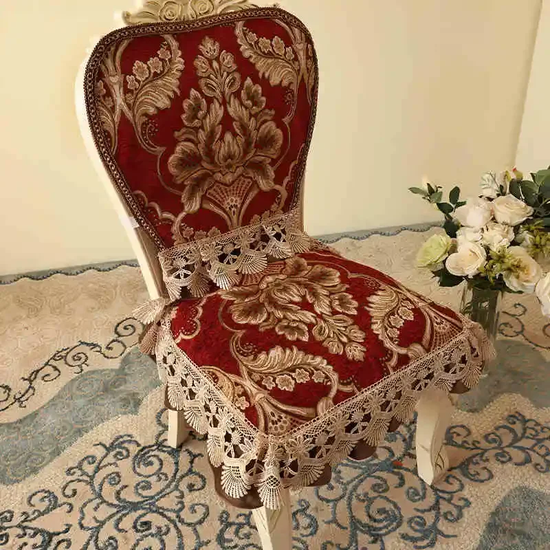 Chair Covers Four Seasons Universal Luxury Chair Cushion Back Towel Retro European Style Diningchair Cushion Home Decoration