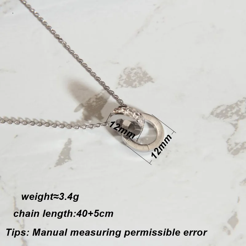 KITEAL Hot 2022 18KGP Gold plated Girl necklaces & pendants Roman Numeral Zircon Double Ring Pendant choker Gift for her