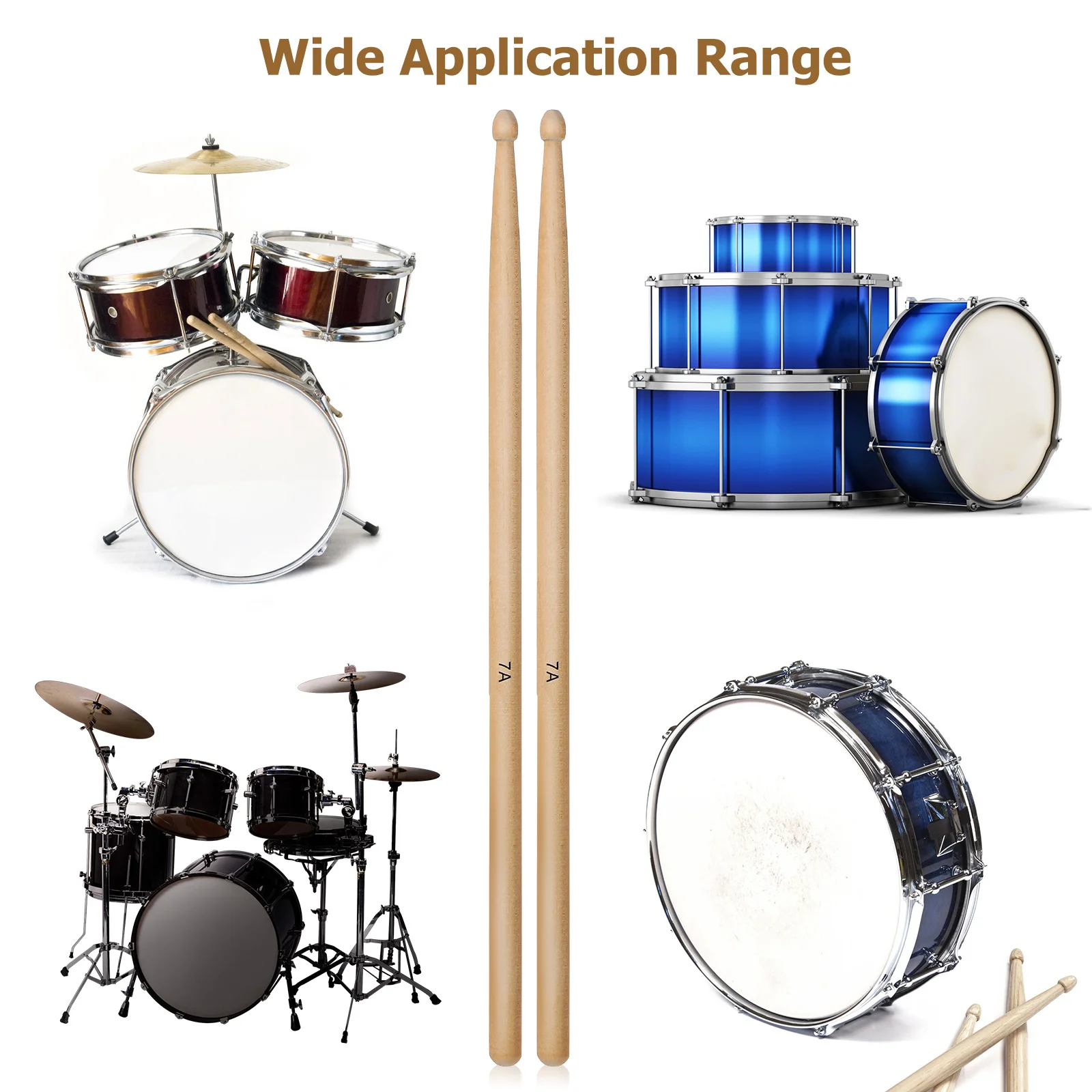 

1 Set Drumsticks With Drum Wrenches Maple Wood Lightweight Portable For Kids Beginners Practice Percussion Instruments Drum