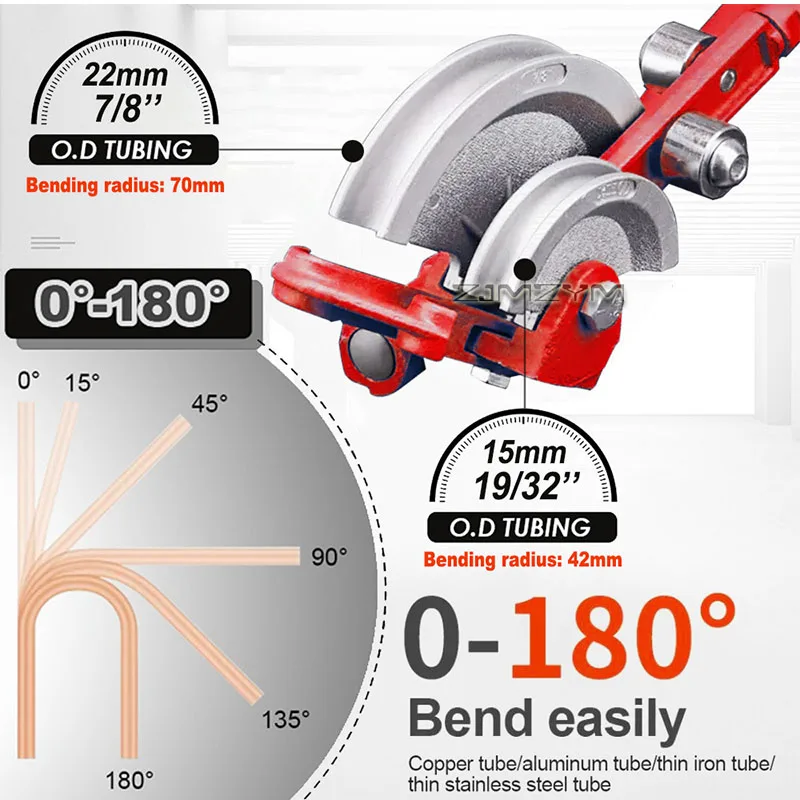 Manual Tube Bender Tool Lever Type Pipe Bender for 15mm+22mm 180° Cold Bending Tool for Air Conditioner Refrigeration Plumbing - view 4