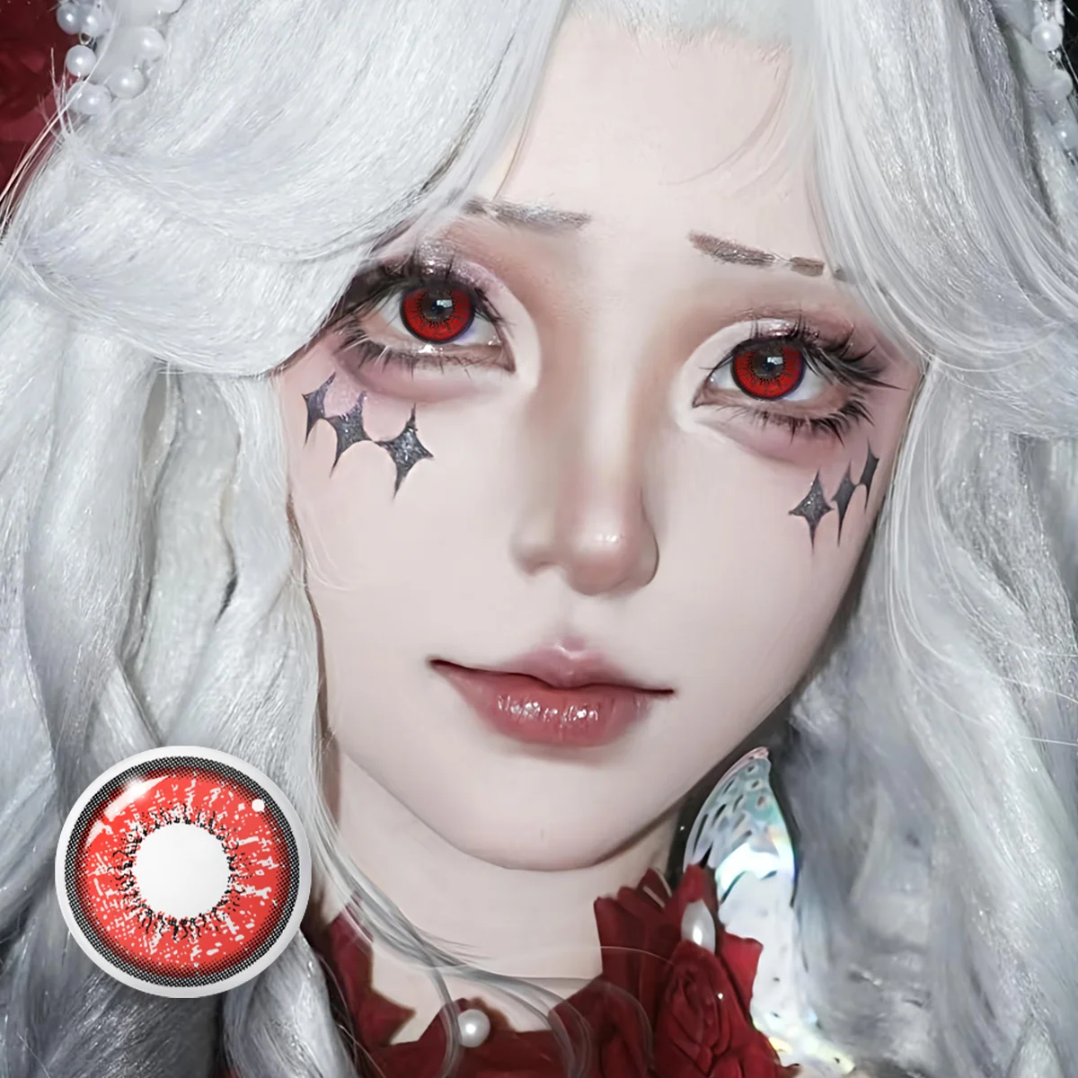 Visuashow 2 Stück Farbige Kontaktlinsen für Cosplay Anime, Lebendige hohe Farbsättigung, Stereo-Sicht, Bequemer Sitz, Jährlich Einweg, Ideal für Halloween, Comic-Con und Rollenspiel-Make-up – Detail 6