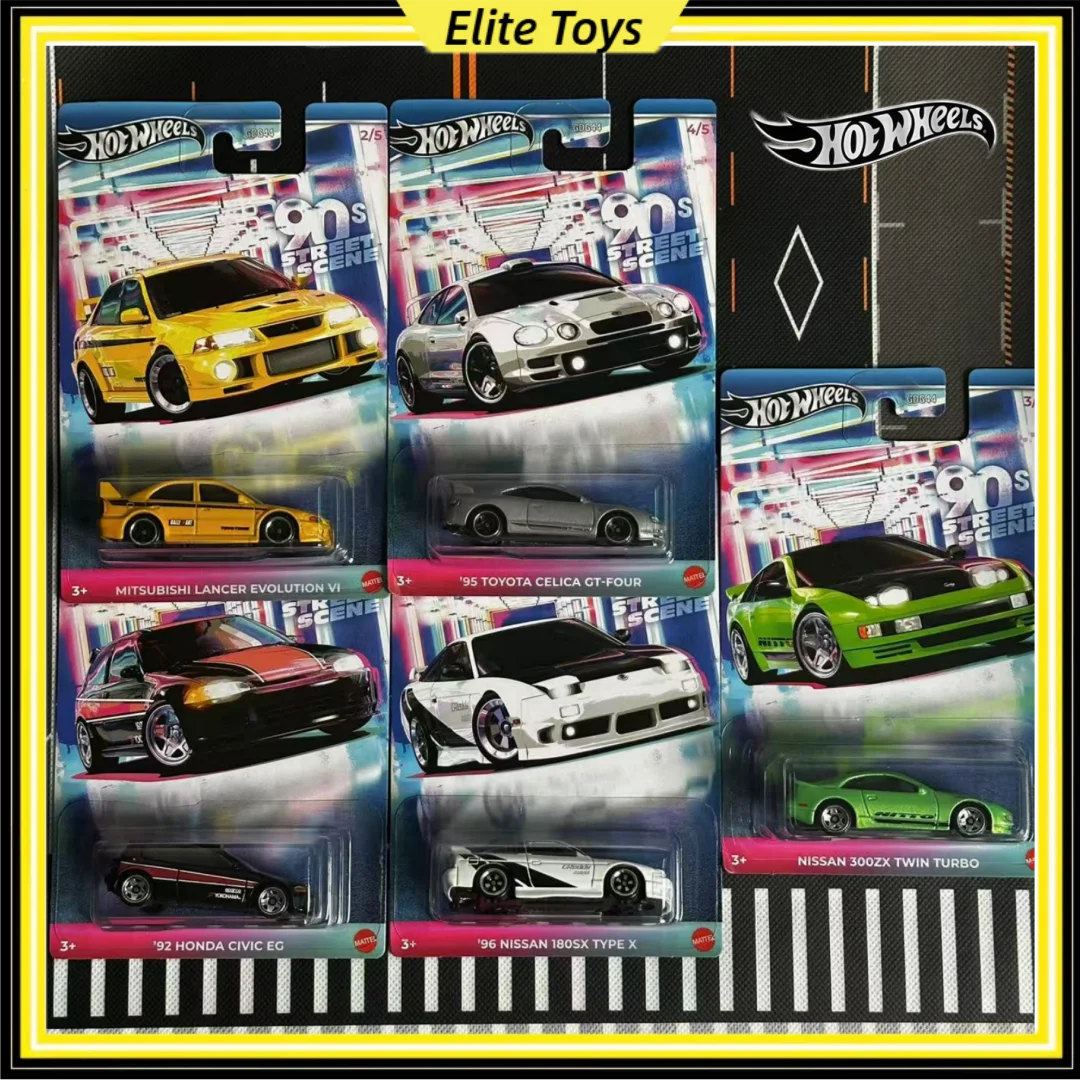 

Hot Wheels GDG44 Silver Series 90s Street Scene Nissan Mitsubishi Honda Civic Toyota Модель автомобиля из сплава Коллекционная игрушка