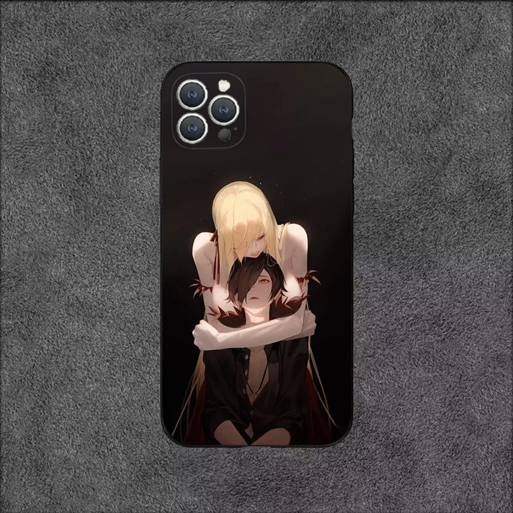 M-Monogatari Series Anime Phone Case For iPhone 16,15,14,13,12,11,Plus,Pro Max,XS,X,XR,SE,Mini,8,7 Soft Silicone Black Cover