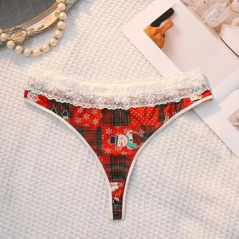 Lencería de estilo navideño para mujer, bragas sexis cómodas y amigables con la piel de cintura baja, ropa interior de algodón, regalo de fiesta japonés
